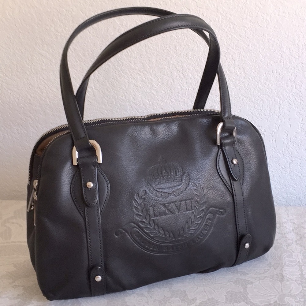 Ralph Lauren Embossed crown crest double zip tote